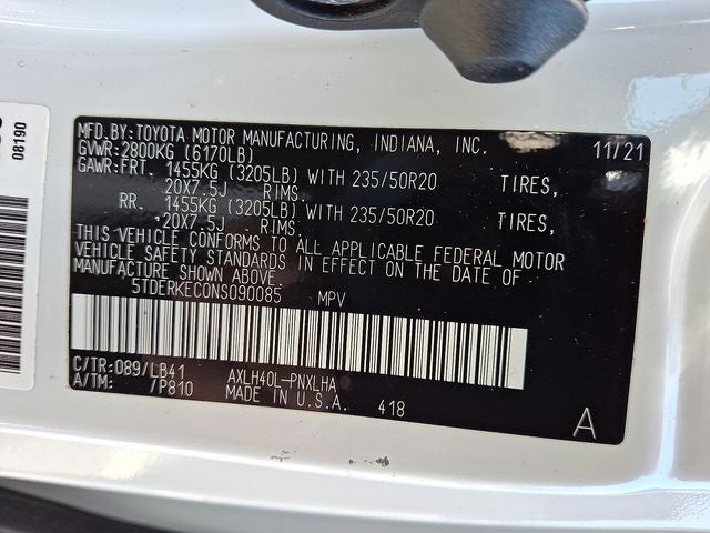 2022 Toyota Sienna Platinum 7 Passenger