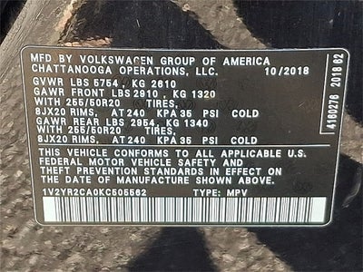 2019 Volkswagen Atlas 3.6L V6 SE R-Line