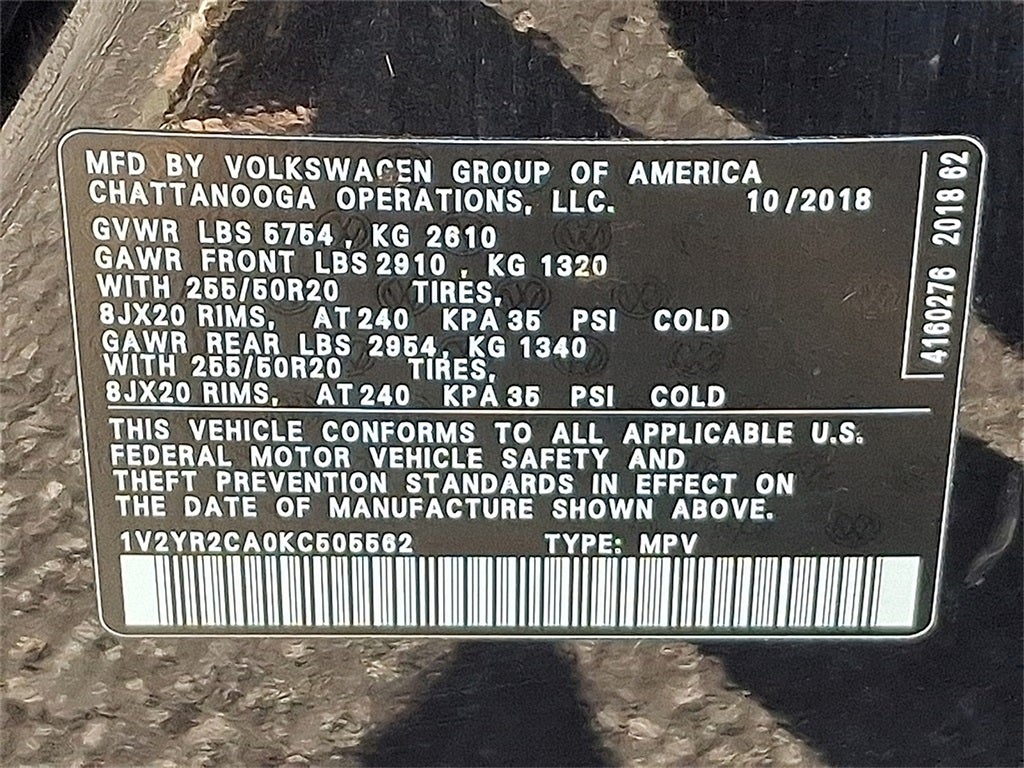 2019 Volkswagen Atlas 3.6L V6 SE R-Line